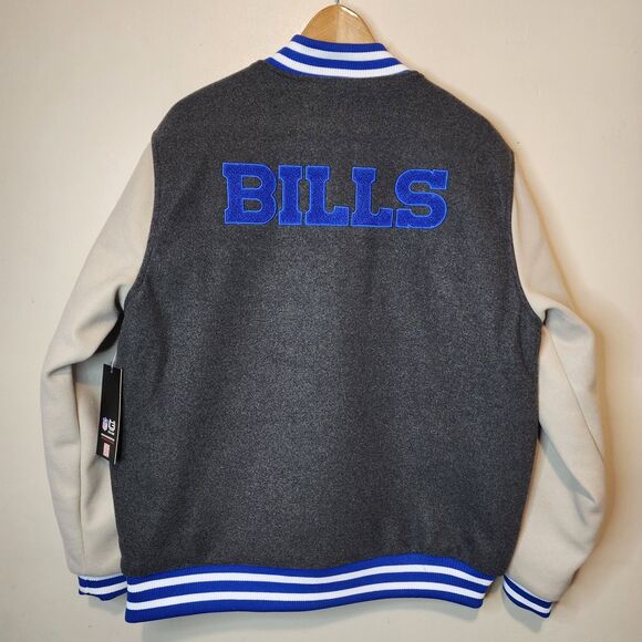 Buffalo Bills Jacket Varsity Coat NFL Button Mens Large Embroidered New - Picture 8 of 15